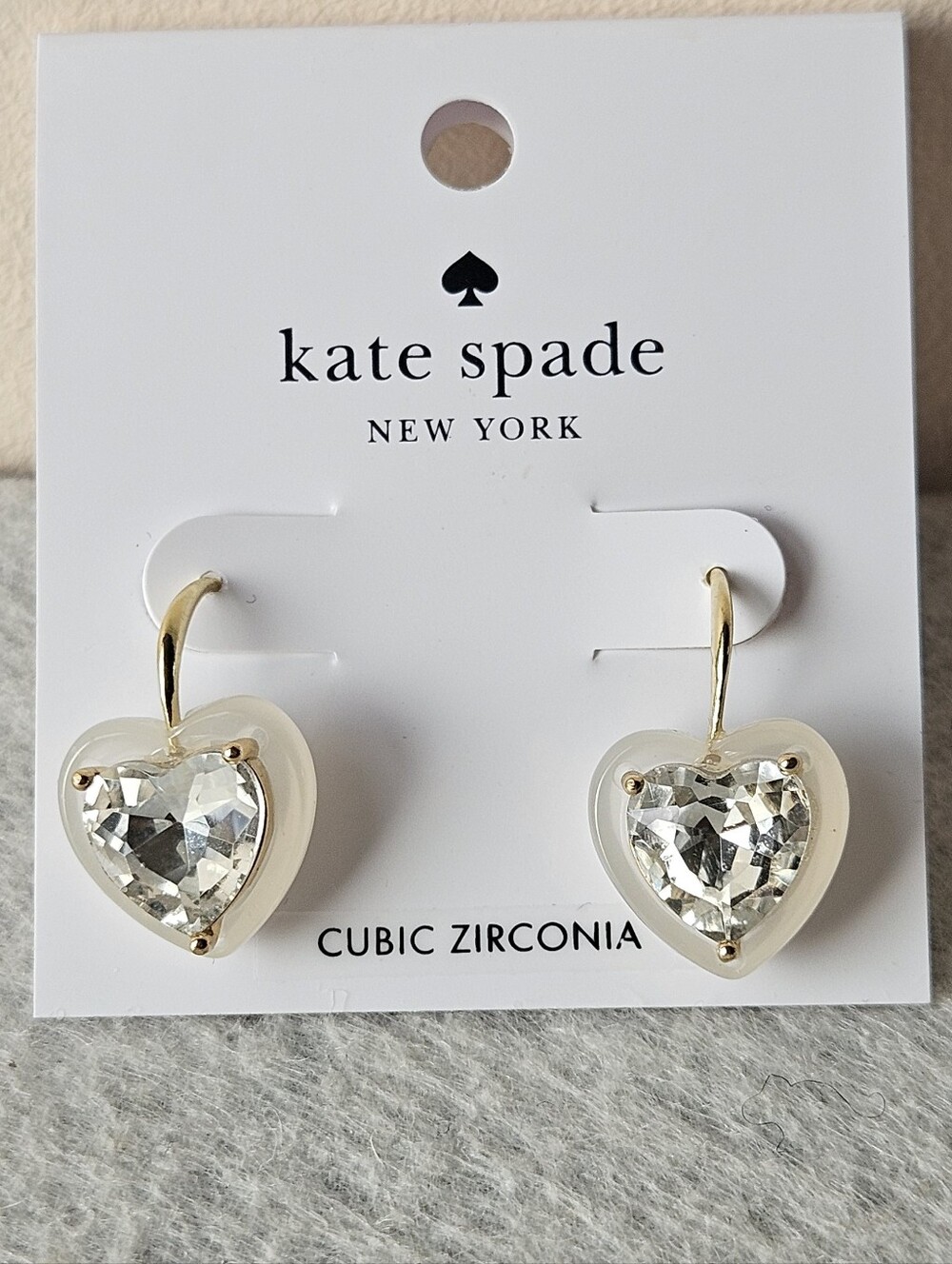 kate spade Cream Heart Cubic Zirconia Drop Earrings